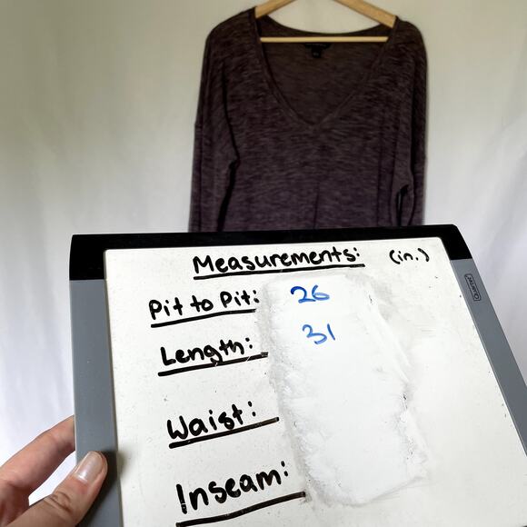 Rock & Republic purple heathered long sleeved sweater v-neck women's size L - Picture 6 of 7